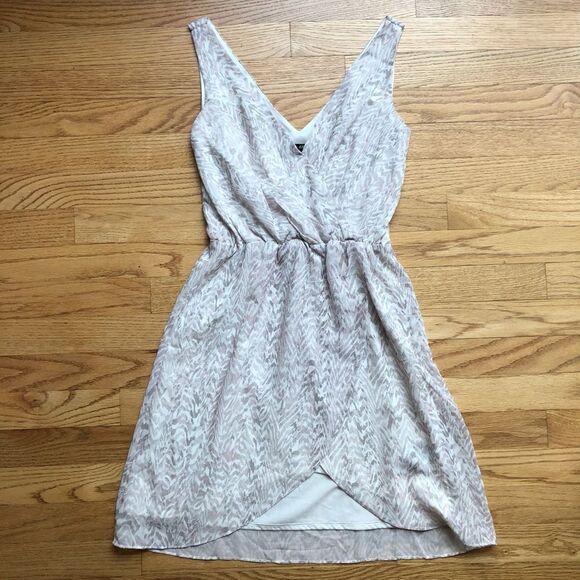 H&M Dresses & Skirts - H&M White Beige Sleeveless Faux Wrap Tulip Hem Mini Dress 2